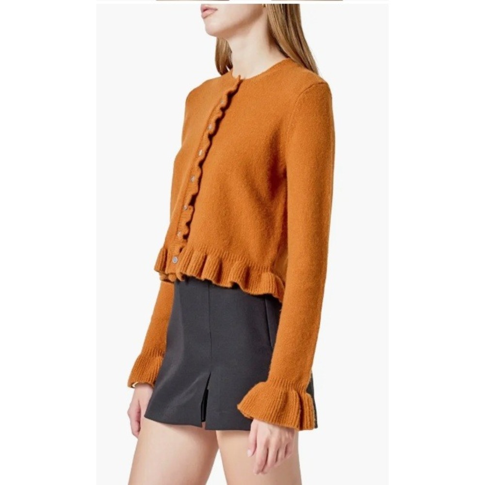 Endless Rose Ruffle Crop Cardigan Size Small - Picture 3 of 8
